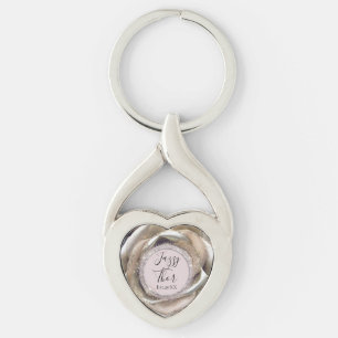 Porte-clés Pétales Roses en argent Glittery Personnalisé