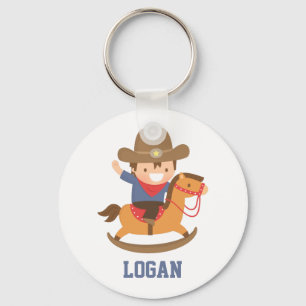 Porte-clés Petit cowboy mignon sur le porte - clé de cheval