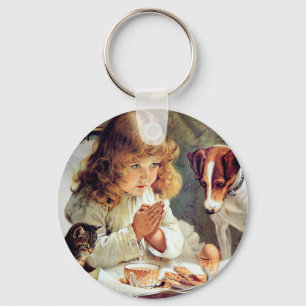 Porte-clés Petit déjeuner dans le lit : Fille, Terrier et