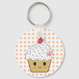 Porte-clés Petit gâteau de Kawaii en pois