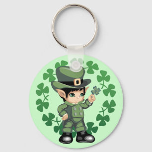 Porte-clés Petit Leprechaun avec Shamrocks