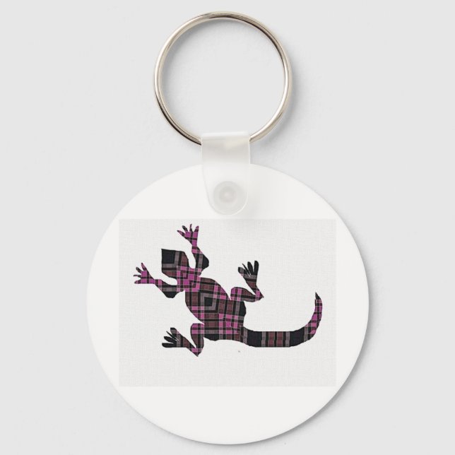 Porte-clés petit lézard de tartan rose (Recto)
