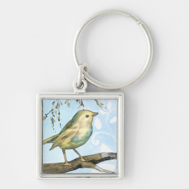 Porte-clés Petit oiseau jaune perché sur une branche Recherch (Devant)