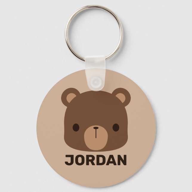 Porte-clés Petit ours Brown mignon avec nom personnalisé (Recto)