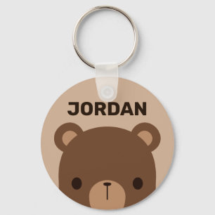 Porte-clés Petit ours Brown mignon avec nom personnalisé