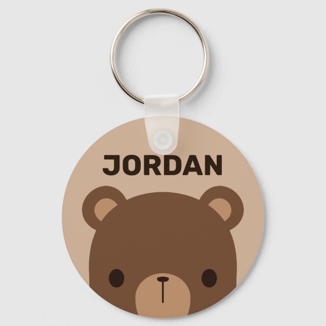 Porte-clés Petit ours Brown mignon avec nom personnalisé (Recto)