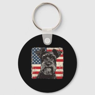 Porte-clés Petit Schnauzer Chien Patriotique 4 juillet Cadeau
