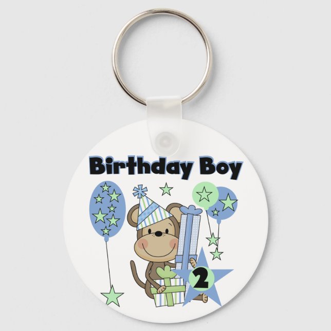 Porte-clés Petit Singe Avec Cadeaux T-shirts 2e Anniversaire (Recto)