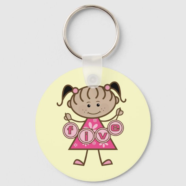 Porte-clés Petite fille 5e anniversaire Tshirts et cadeaux (Recto)