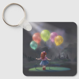 Porte-clés Petite fille mignonne avec des ballons