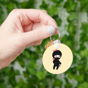 Porte-clés Petite fille Ninja sur jaune