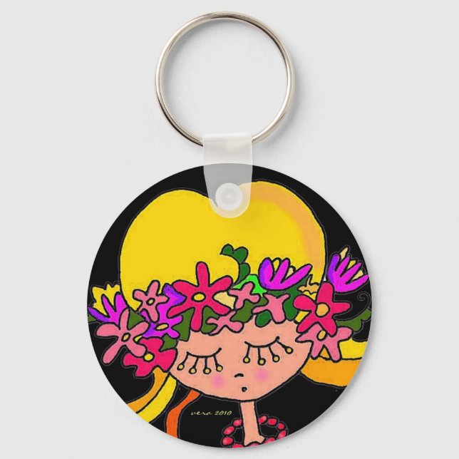 Porte-clés Petite fille ukrainienne art populaire par Vera Tr (Recto)