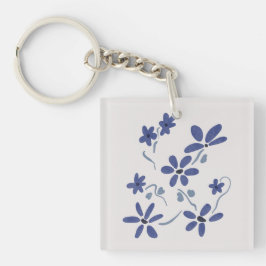 Porte-clés Petite Fleurs Romantiques Bleues