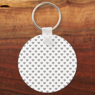 Porte-clés Petits Coeurs Gris Béton Symétrique sur Blanc