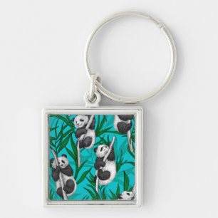 Porte-clés Petits panda turquoise
