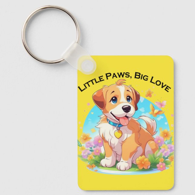 Porte-clés Petits Poches De Chiot Mignonne Grand Amour (Recto)
