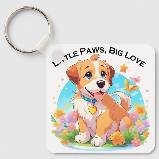 Porte-clés Petits Poches De Chiot Mignonne Grand Amour (Recto)