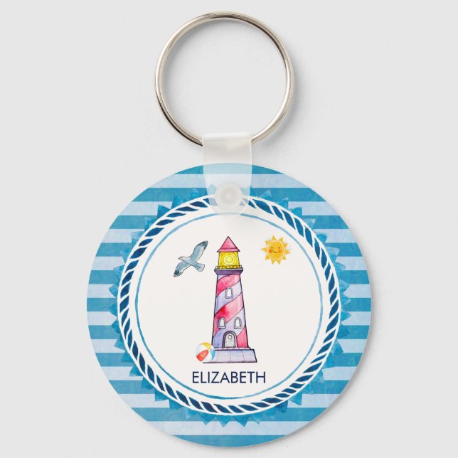 Porte-clés Phare d'aquarelle rouge (Recto)