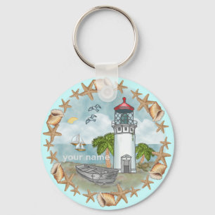 Porte-clés phare des coquillages d'Hawaii