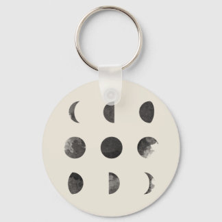 Porte-clés Phases de l'aquarelle lunaire de la lune
