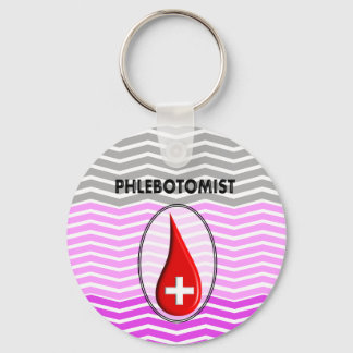 Porte-clés Phlebotomiste rose Chevron goutte de sang