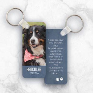 Porte-clés Photo Blue Pet Memorial Poème & Pet Photo