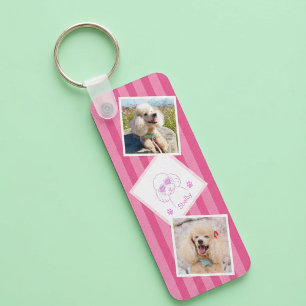 Porte-clés photo de caniche personnalisé avec nom