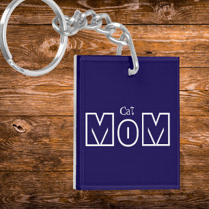 Porte-clés photo de chat maman personnalisable