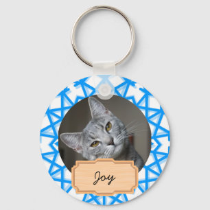 Porte-clés Photo de chat personnalisé pour les fêtes de Noël