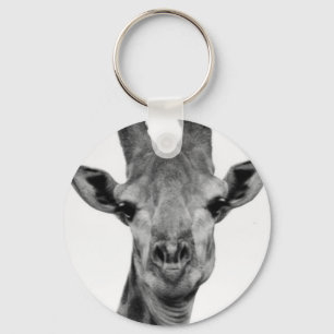 Porte-clés Photo de girafe noir et blanc