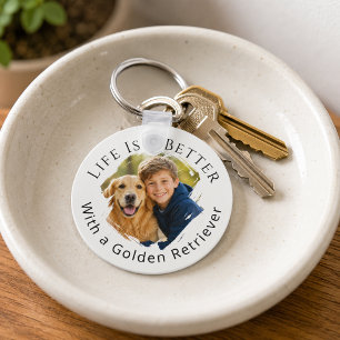 Porte-clés Photo de Golden Retriever La vie est meilleure