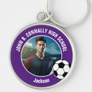 Porte-clés Photo de joueur de football violet Lycée