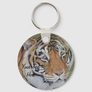 Porte-clés photo de la faune du gros tigre de chat