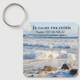 Porte-clés Photo de la mer tempétueuse Il calme la tempête Bi