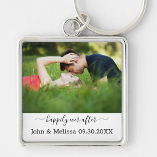 Porte-clés Photo de mariage Heureux pour toujours Nom Date