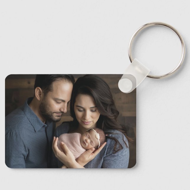 Porte-clés Photo de nouveau-né bébé et parents (Recto)