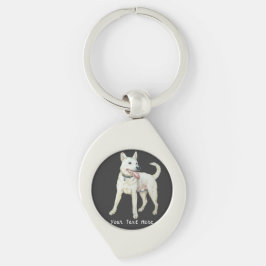 Porte-clés photo d'origine d'un bulldog américain blanc