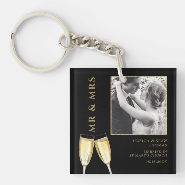 Porte-clés Photo élégante, Champagne Mariage (Devant)