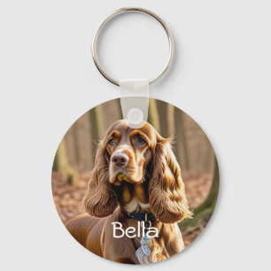 Porte-clés Photo et aquarelle Cocker Spaniel Personnaliser