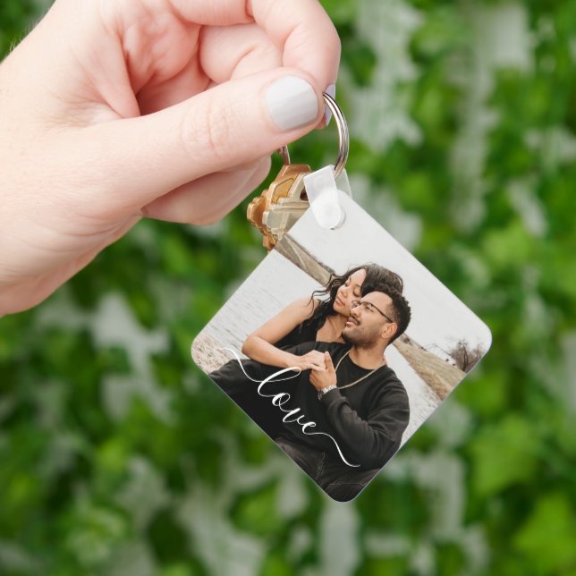 Porte-clés Photo et texte personnalisés (main)