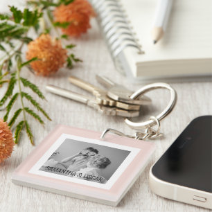 Porte-clés Photo Famille Moderne Pastel Rose Simple Cadeau