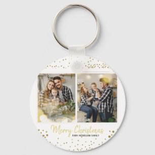 Porte-clés Photo famille Noël Gold Confetti