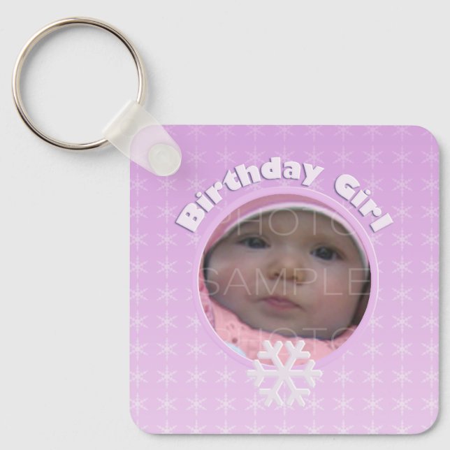 Porte-clés Photo Fille d'anniversaire Hiver Onederland (Recto)