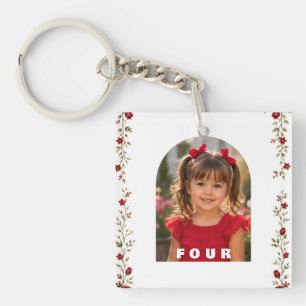 Porte-clés photo floral Rose rouge