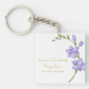 Porte-clés photo funéraire mémorial Freesia