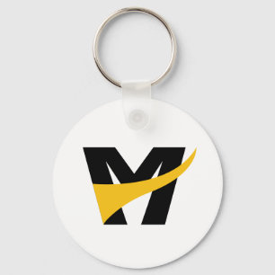 Porte-clés Photo Lettre M Géométrique Gras Stylisé Jaune