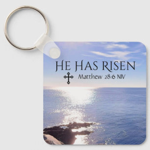 Porte-clés Photo Ocean Christ ressuscité Bible Verse Pâques