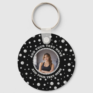 Porte-clés Photo personnalisé avec cercle de perles sur fond 