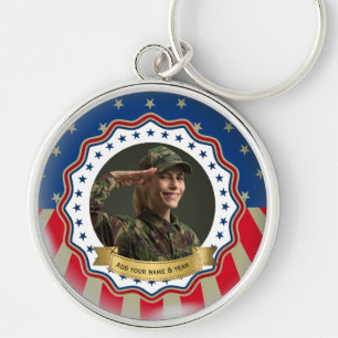Porte-clés Photo personnalisé USA Militaire - Fête des vétéra