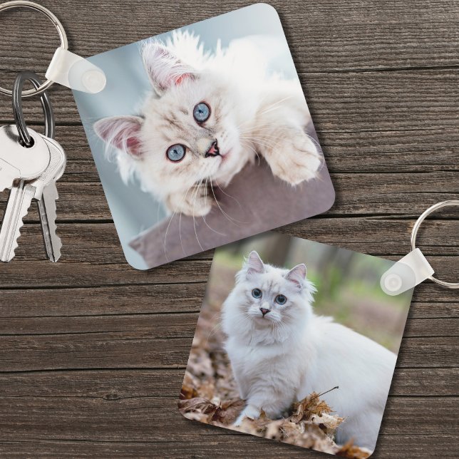 Porte-clés Photo personnalisée 2 Photo double face (Custom 2 Photo Double Sided Cat Photo keychain)